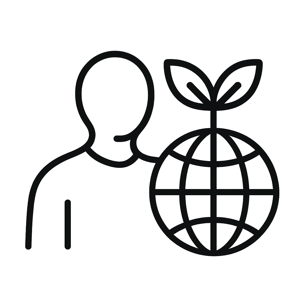 illustration of a person with a plant growing out of the Earth.